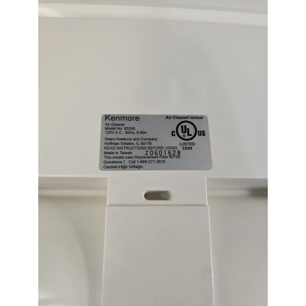 Kenmore Air Cleaner Ionizer Model 83240 White Tabletop Air Purifier 120V 0.90A